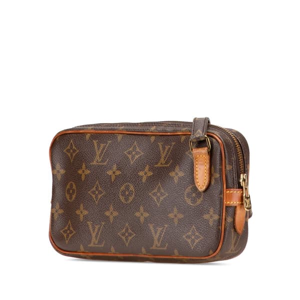 Pre-owned Louis Vuitton Monogram Pochette Marly Bandouliere Brown