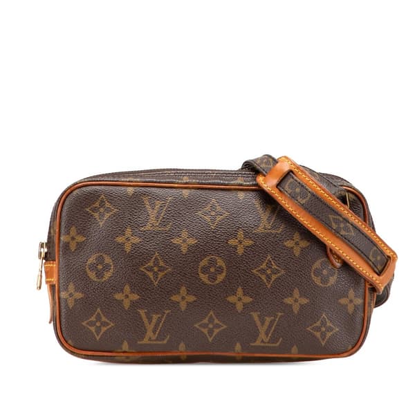 Pre-owned Louis Vuitton Monogram Pochette Marly Bandouliere Brown