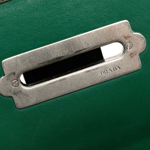 Pre-owned Prada Saffiano Trimmed City Calf Crystal Cahier Crossbody Green