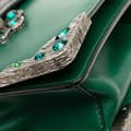 Miniatyrbillede 9 af 10: Pre-owned Prada Saffiano Trimmed City Calf Crystal Cahier Crossbody Green
