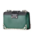 Miniatyrbillede 2 af 10: Pre-owned Prada Saffiano Trimmed City Calf Crystal Cahier Crossbody Green