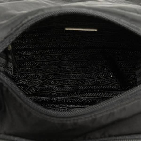 Pre-owned Prada Tessuto Zip Buckle Messenger Bag Black