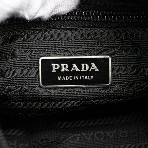 Pre-owned Prada Tessuto Zip Buckle Messenger Bag Black