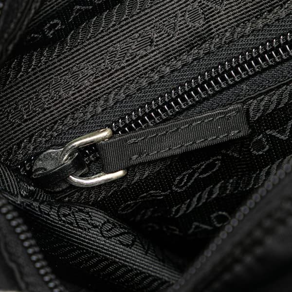 Pre-owned Prada Tessuto Zip Buckle Messenger Bag Black