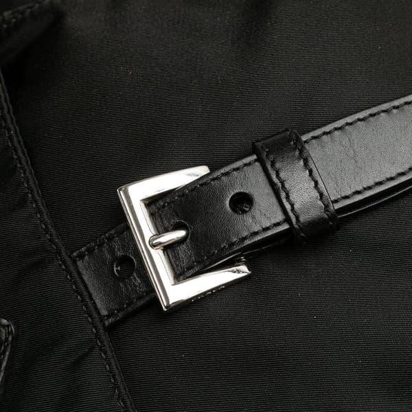 Pre-owned Prada Tessuto Zip Buckle Messenger Bag Black