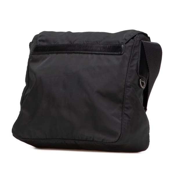 Pre-owned Prada Tessuto Zip Buckle Messenger Bag Black