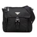 Miniatyrbillede 1 af 10: Pre-owned Prada Tessuto Zip Buckle Messenger Bag Black