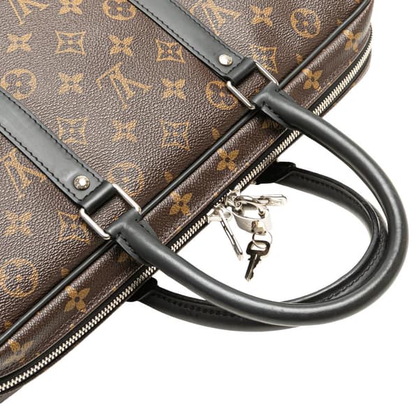 Pre-owned Louis Vuitton Monogram Macassar Porte Documents Voyage Brown