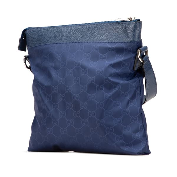 Pre-owned Gucci GG Nylon Flat Messenger Bag Blue