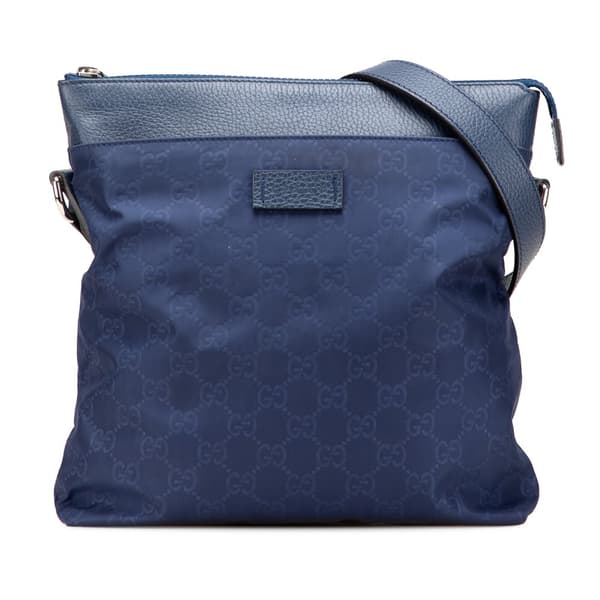 Pre-owned Gucci GG Nylon Flat Messenger Bag Blue