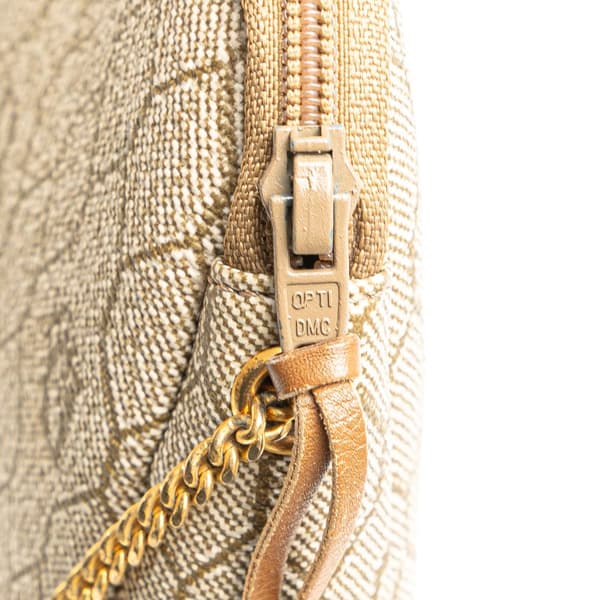 Pre-owned Dior Honeycomb Coated Canvas Chain Crossbody Brown