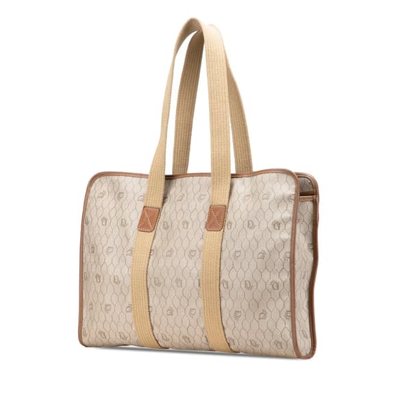 Pre-owned Dior Honeycomb Coated Canvas Business Bag Brown