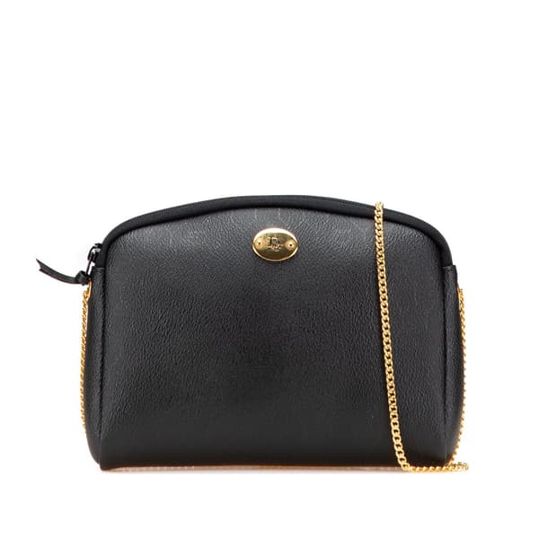 Pre-owned Dior Honeycomb Coated Canvas Chain Crossbody Black