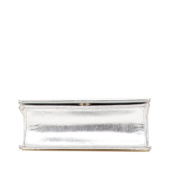 Pre-owned Dior Small Metallic Grained Calfskin Diorama Flap Silver