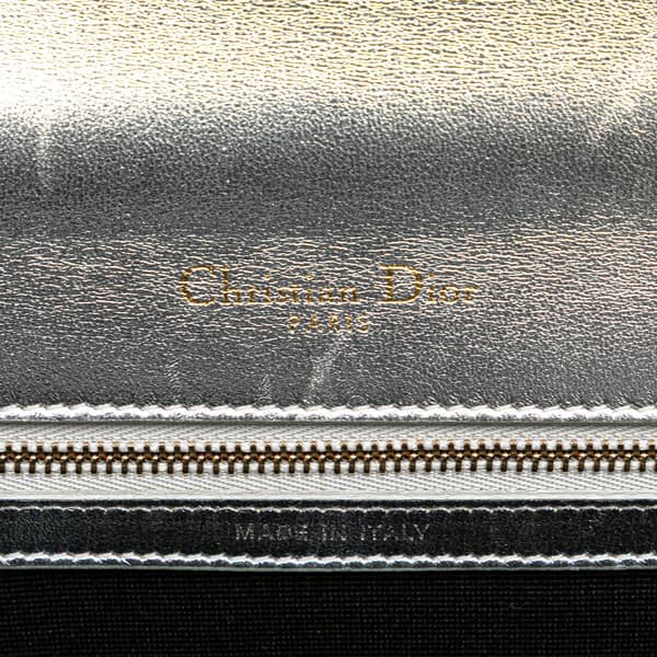 Pre-owned Dior Small Metallic Grained Calfskin Diorama Flap Silver