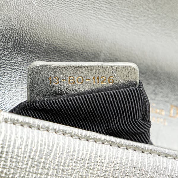 Pre-owned Dior Small Metallic Grained Calfskin Diorama Flap Silver