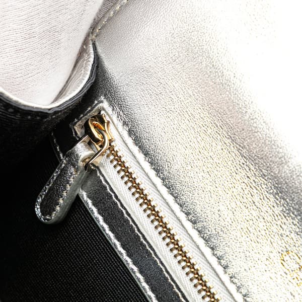 Pre-owned Dior Small Metallic Grained Calfskin Diorama Flap Silver