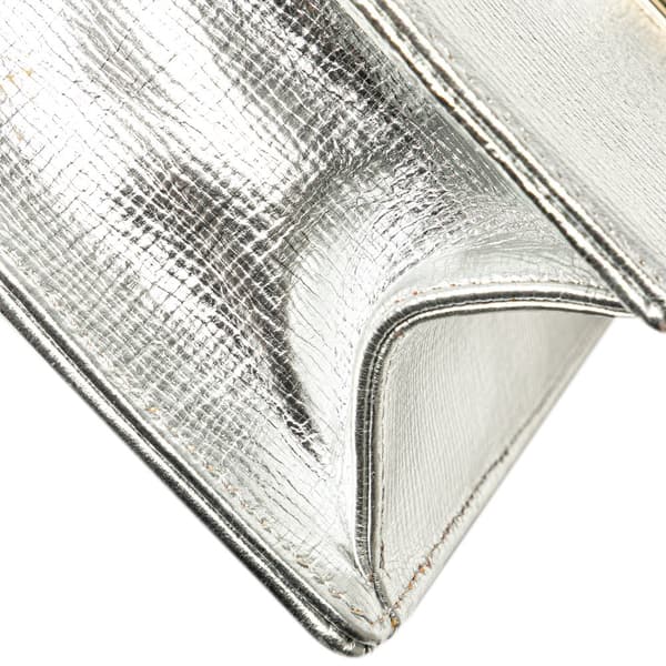 Pre-owned Dior Small Metallic Grained Calfskin Diorama Flap Silver