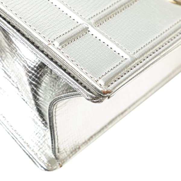 Pre-owned Dior Small Metallic Grained Calfskin Diorama Flap Silver
