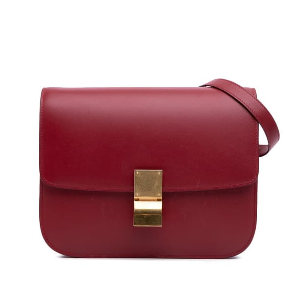 Pre-owned Celine Medium Calfskin Classic Box Red