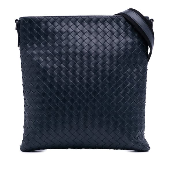 Pre-owned Bottega Veneta Leather Intrecciato Crossbody Blue