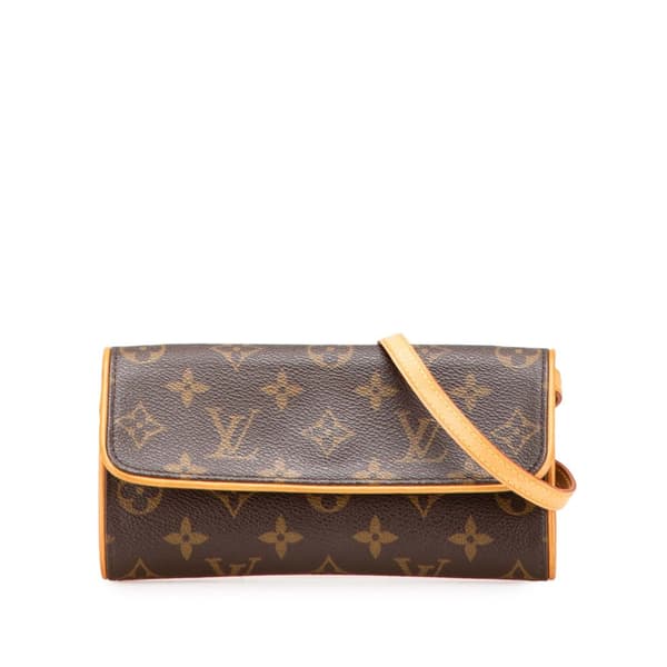 Pre-owned Louis Vuitton Monogram Pochette Twin PM Brown