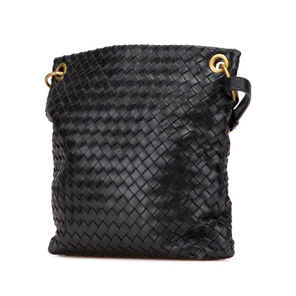 Pre-owned Bottega Veneta Leather Intrecciato Crossbody Black