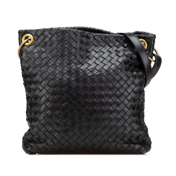Pre-owned Bottega Veneta Leather Intrecciato Crossbody Black