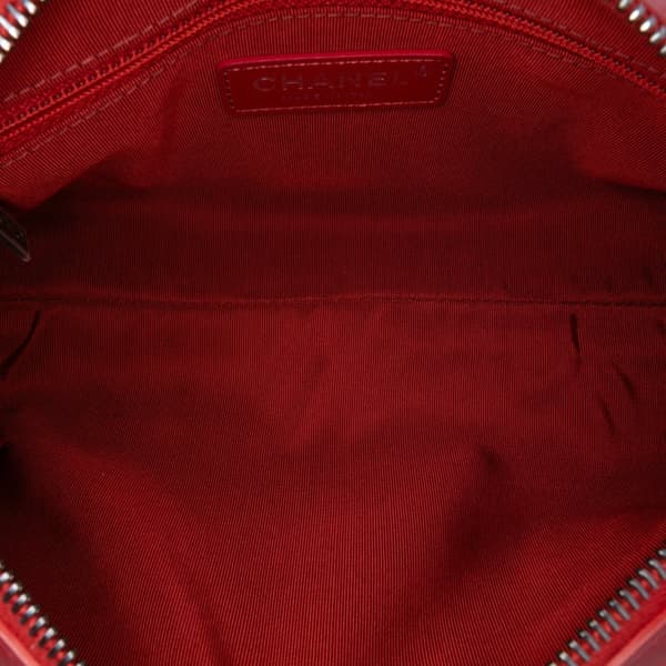 Pre-owned Chanel Calfskin Signature Chain 20s Bowling Bag Red