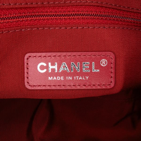Pre-owned Chanel Calfskin Signature Chain 20s Bowling Bag Red