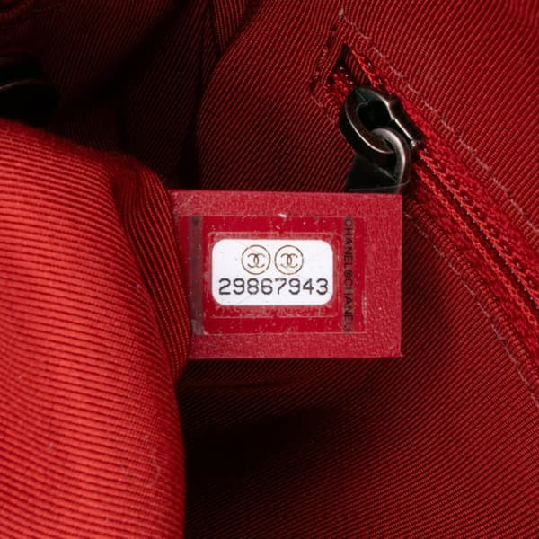 Pre-owned Chanel Calfskin Signature Chain 20s Bowling Bag Red