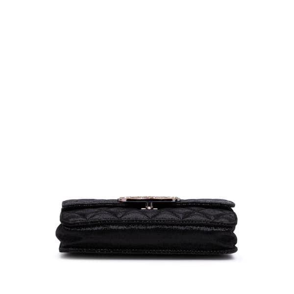 Pre-owned Chanel Sequined Goatskin CC Crystal Wallet On Chain Black
