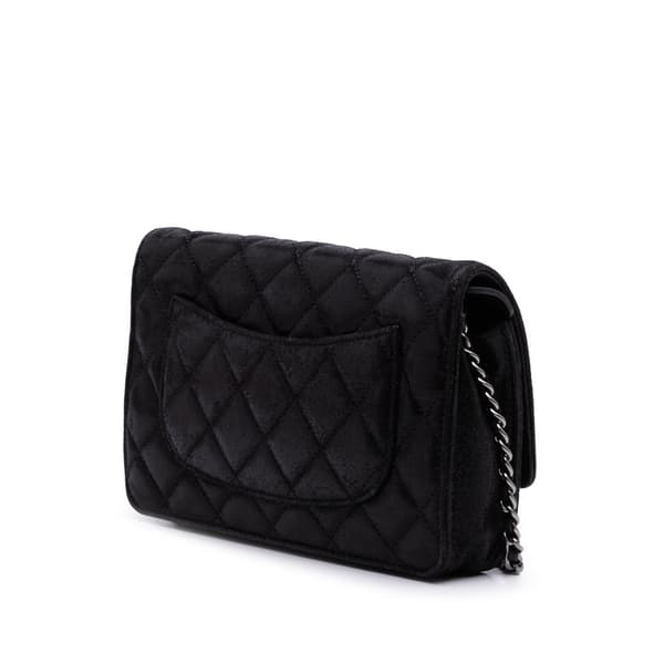 Pre-owned Chanel Sequined Goatskin CC Crystal Wallet On Chain Black