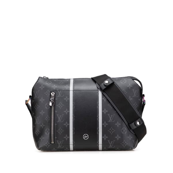 Pre-owned Louis Vuitton Fragment Monogram Eclipse Flash Apollo Messenger PM Black