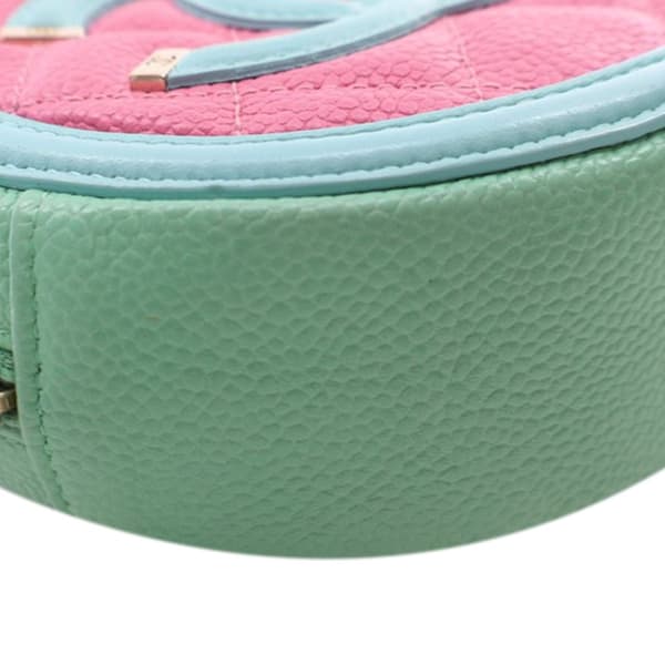 Pre-owned Chanel Tricolor Caviar CC Filigree Round Crossbody Pink