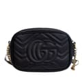 Miniatyrbild 3 av 10: Pre-owned Gucci Mini GG Marmont Matelasse Leather Crossbody Black