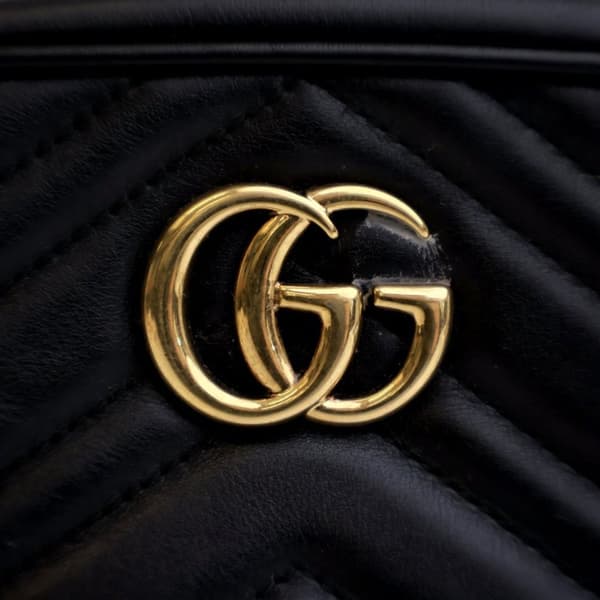 Pre-owned Gucci Mini GG Marmont Matelasse Leather Crossbody Black