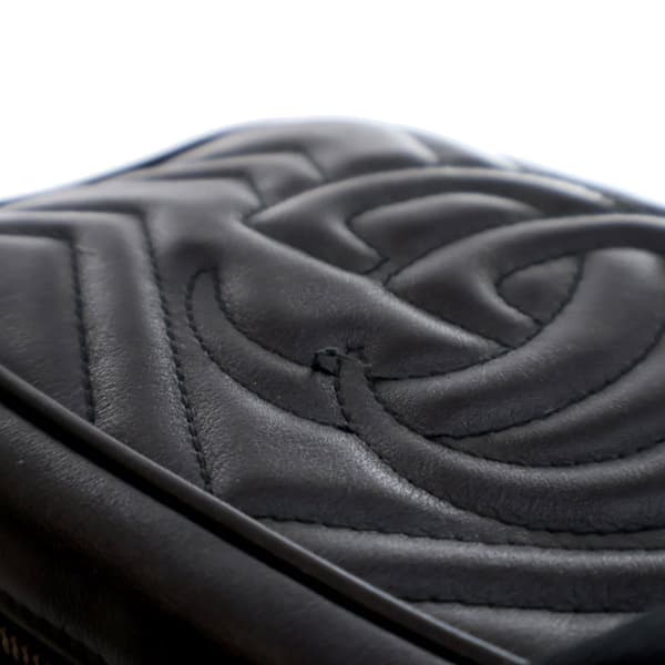 Pre-owned Gucci Mini GG Marmont Matelasse Leather Crossbody Black