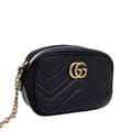 Miniatyrbild 2 av 10: Pre-owned Gucci Mini GG Marmont Matelasse Leather Crossbody Black