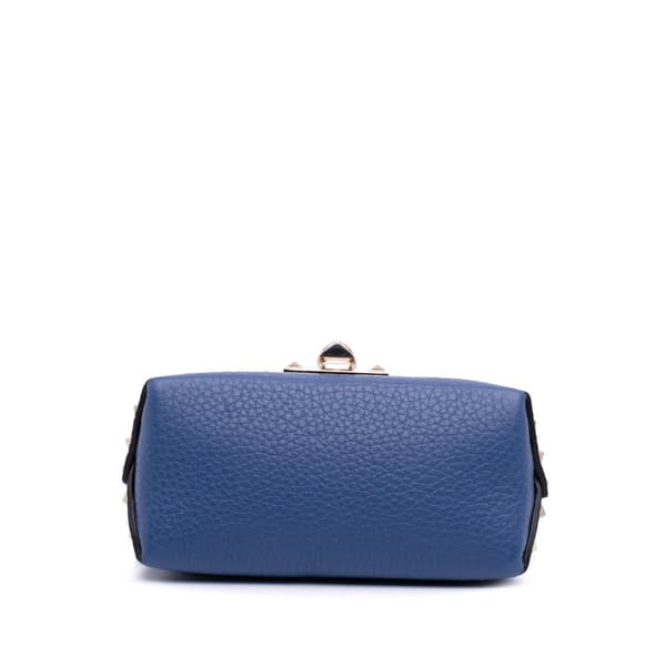 Pre-owned Valentino Mini Pebbled Calfskin Rockstud Flap Crossbody Blue