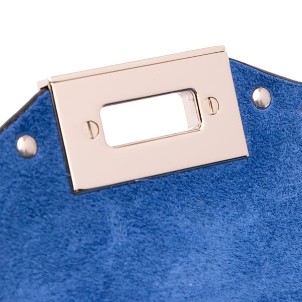 Pre-owned Valentino Mini Pebbled Calfskin Rockstud Flap Crossbody Blue