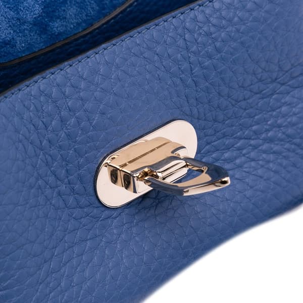 Pre-owned Valentino Mini Pebbled Calfskin Rockstud Flap Crossbody Blue