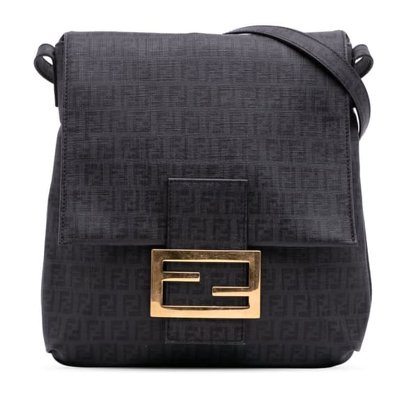 Pre-owned Fendi Zucchino Spalmati Crossbody Black