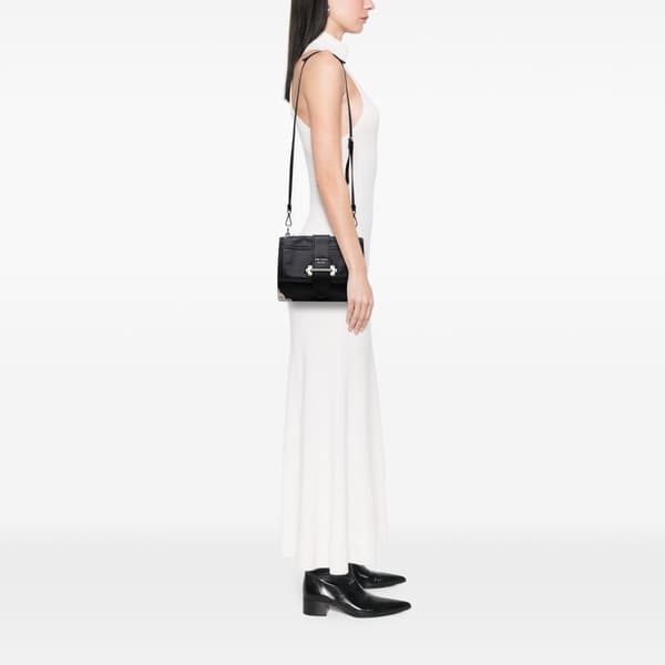 Pre-owned Prada Glace Calf Soft Cahier Crossbody Black