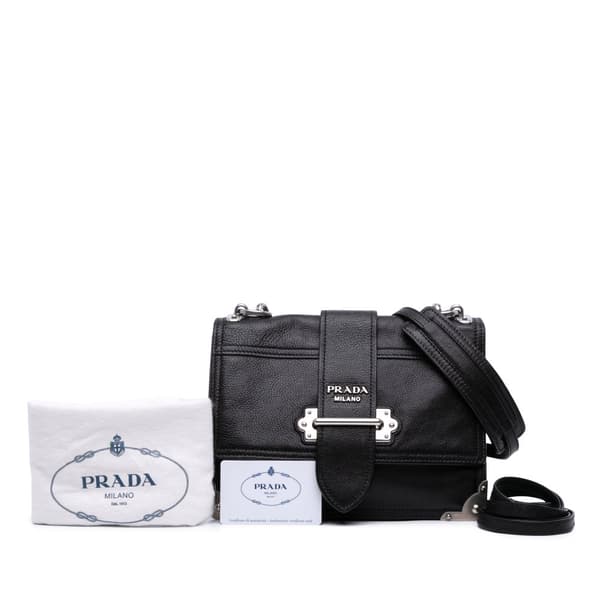 Pre-owned Prada Glace Calf Soft Cahier Crossbody Black