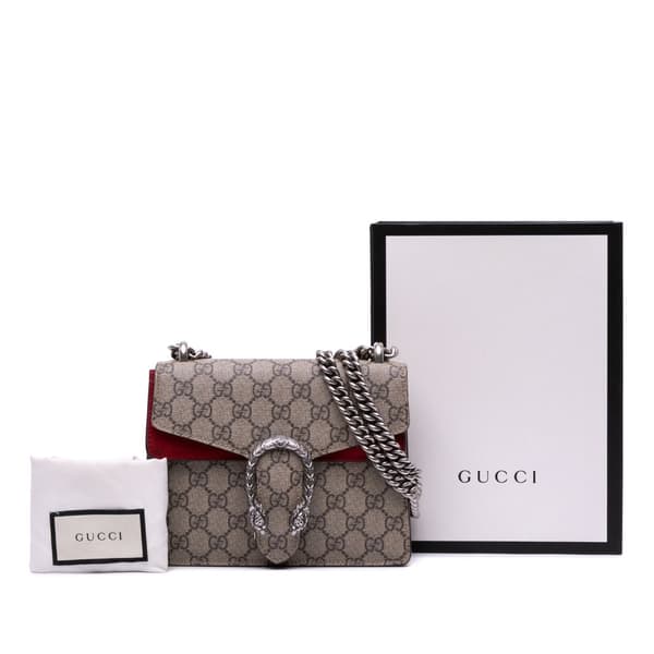 Pre-owned Gucci Mini GG Supreme Dionysus Crossbody Brown