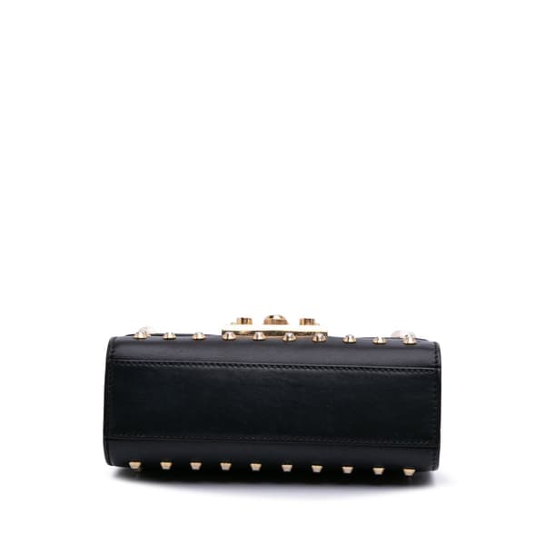 Pre-owned Gucci Small Pearl Studded Leather Padlock Crossbody Black
