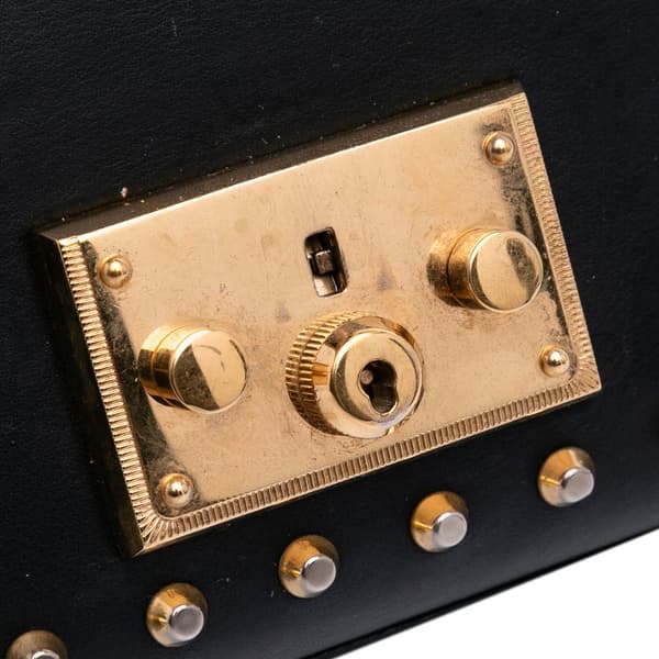 Pre-owned Gucci Small Pearl Studded Leather Padlock Crossbody Black