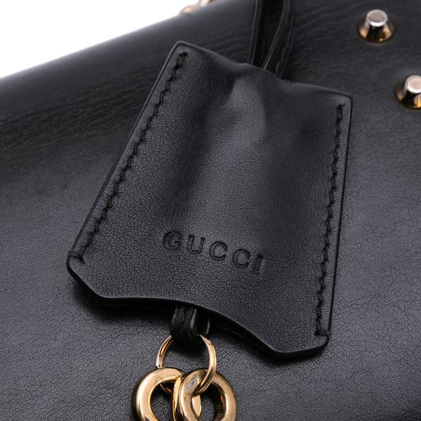 Pre-owned Gucci Small Pearl Studded Leather Padlock Crossbody Black