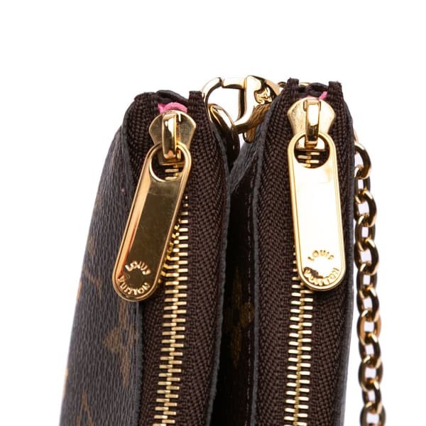 Pre-owned Louis Vuitton Monogram Double Zip Pochette Illustre Vivienne Shanghai Brown